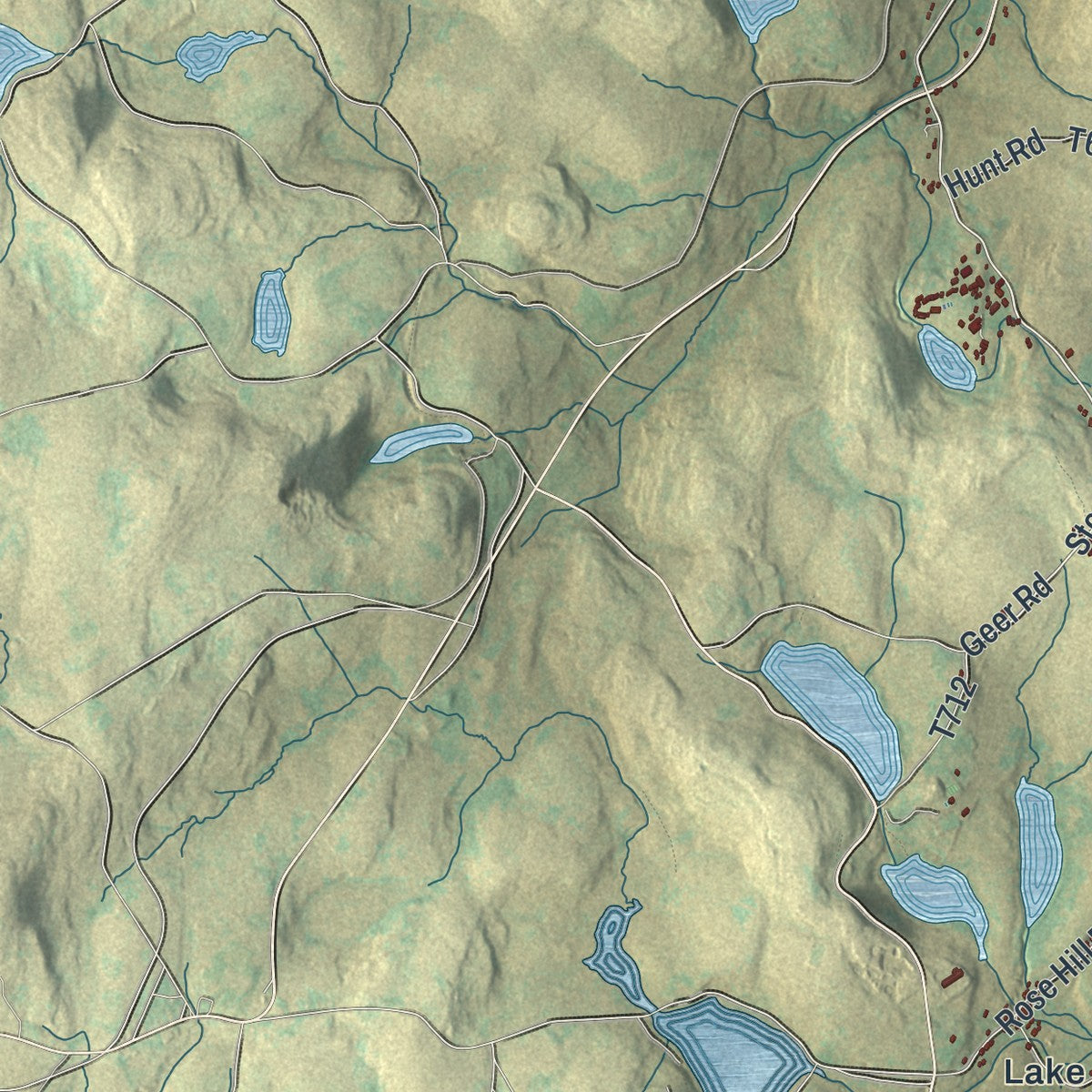 Close-up of the map of Buckingham, Wayne County, Pennsylvania print showing street and building detail