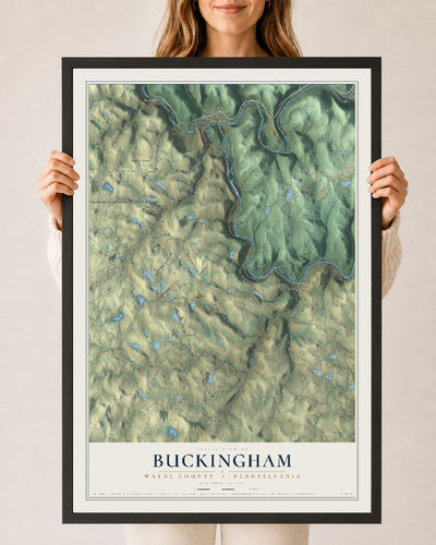 Map of Buckingham, Wayne County, Pennsylvania, 24 x 36 inch print in a black wood frame
