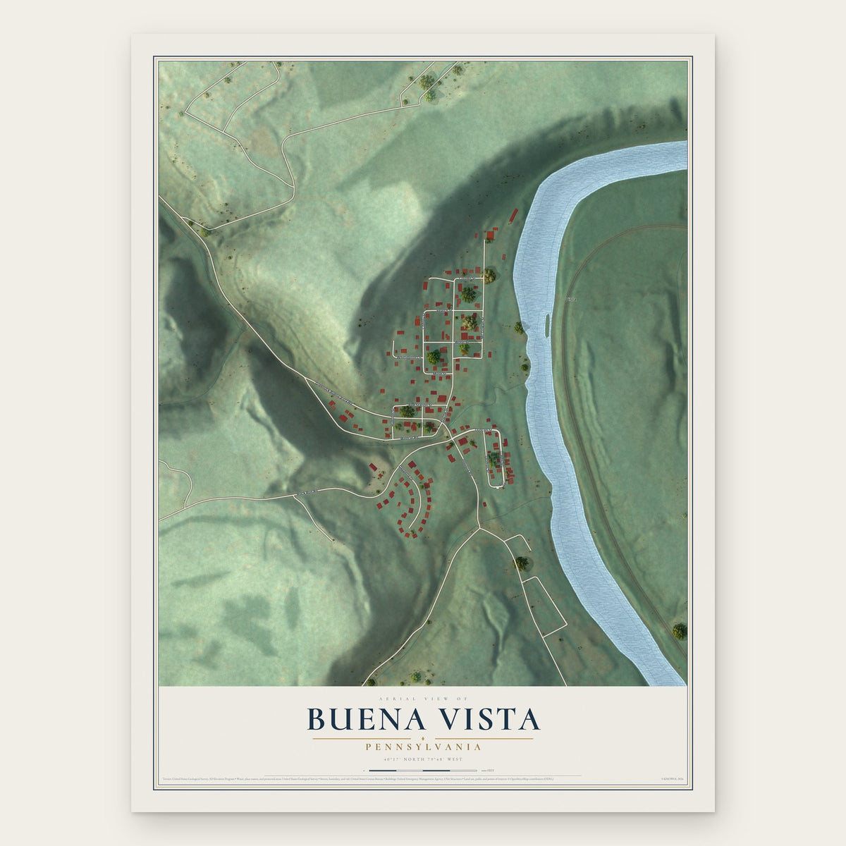 Buena Vista, Pennsylvania map print, the full design