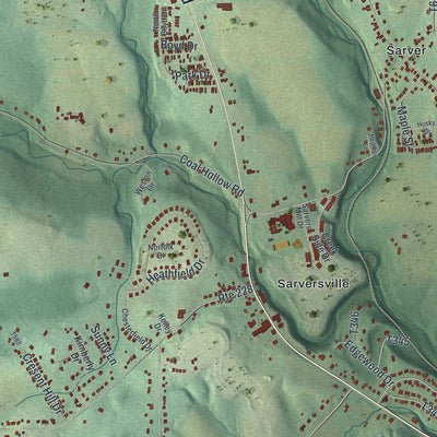 Second close-up of the map of Buffalo, Butler County, Pennsylvania print showing more streets and buildings