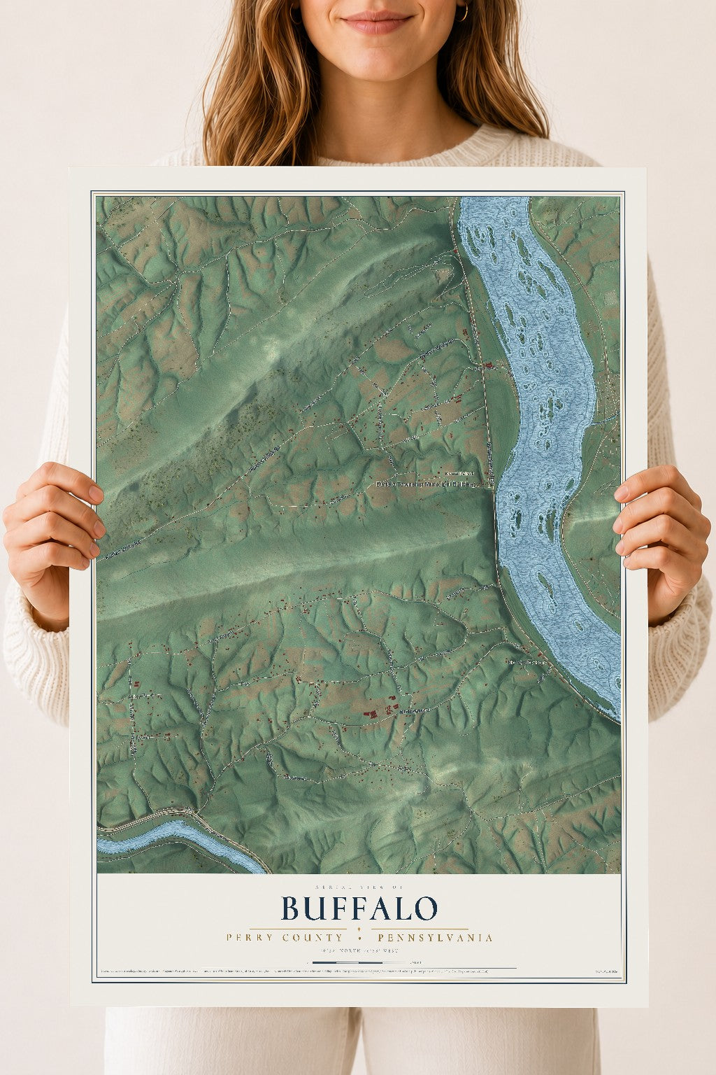 Map of Buffalo, Perry County, Pennsylvania, 18 x 24 inch unframed archival matte print