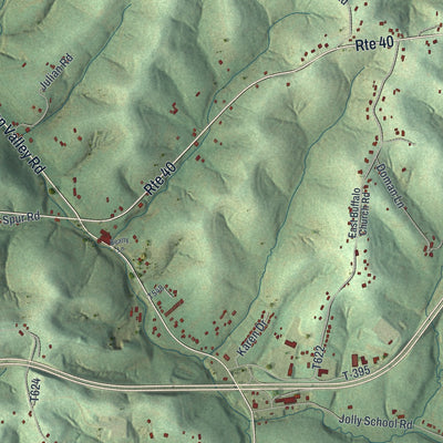 Close-up of the map of Buffalo, Washington County, Pennsylvania print showing street and building detail