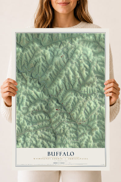 Map of Buffalo, Washington County, Pennsylvania, 18 x 24 inch unframed archival matte print
