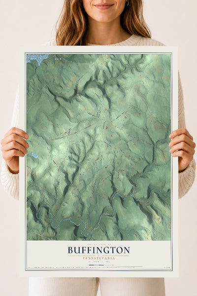 Map of Buffington, Pennsylvania, 18 x 24 inch unframed archival matte print