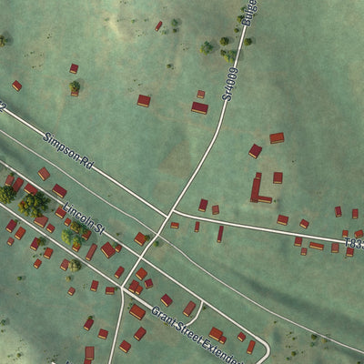Close-up of the map of Bulger, Pennsylvania print showing street and building detail