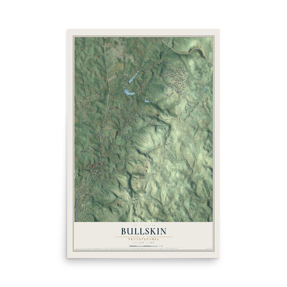 Map of Bullskin, Pennsylvania, 12 x 18 inch unframed archival matte print
