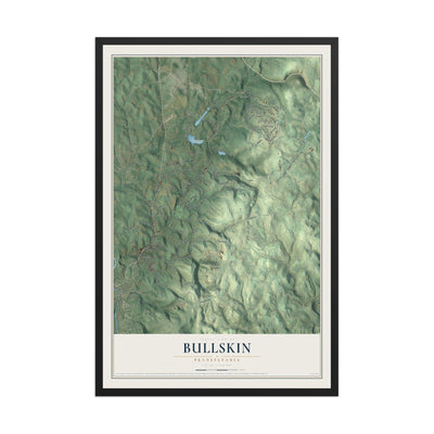 Map of Bullskin, Pennsylvania, 12 x 18 inch print in a black wood frame