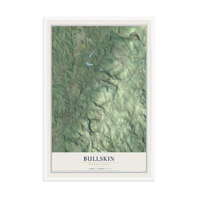 Map of Bullskin, Pennsylvania, 12 x 18 inch print in a white wood frame