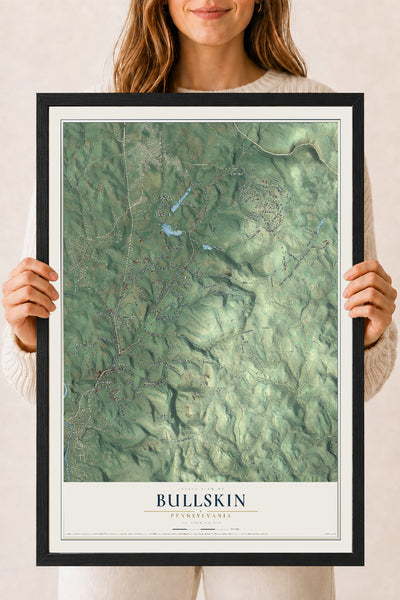 Map of Bullskin, Pennsylvania, 18 x 24 inch print in a black wood frame