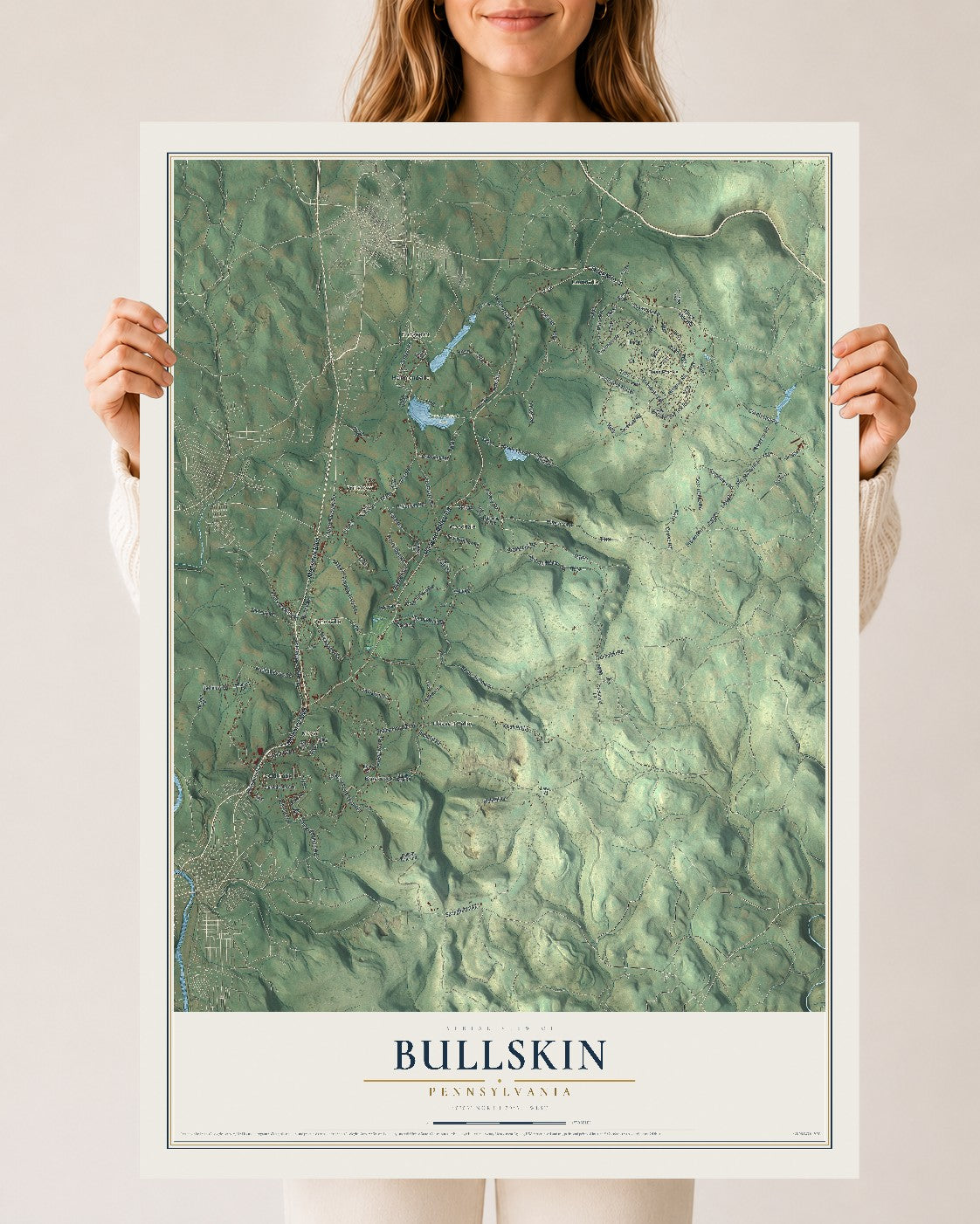 Map of Bullskin, Pennsylvania, 24 x 36 inch unframed archival matte print