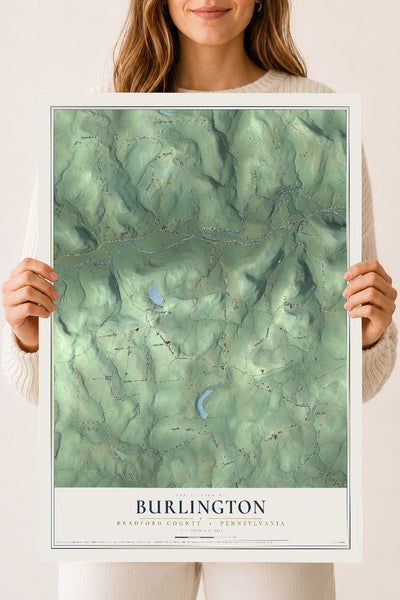 Map of Burlington, Bradford County, Pennsylvania, 18 x 24 inch unframed archival matte print