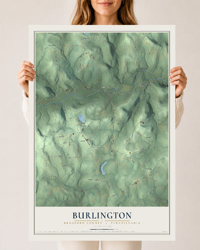 Map of Burlington, Bradford County, Pennsylvania, 24 x 36 inch unframed archival matte print