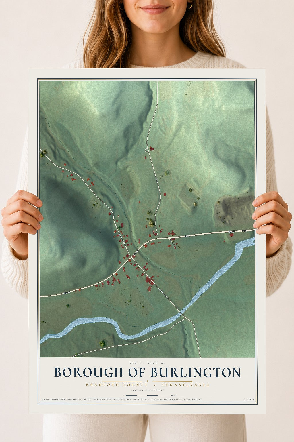 Map of the Borough of Burlington, Bradford County, Pennsylvania, 18 x 24 inch unframed archival matte print