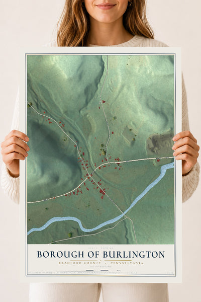 Map of the Borough of Burlington, Bradford County, Pennsylvania, 18 x 24 inch unframed archival matte print