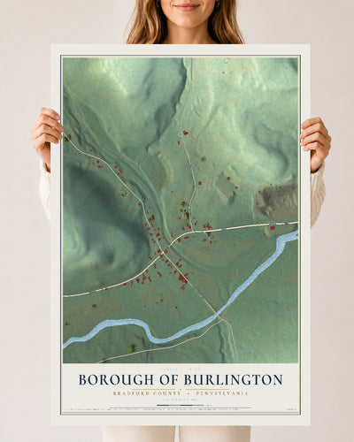 Map of the Borough of Burlington, Bradford County, Pennsylvania, 24 x 36 inch unframed archival matte print
