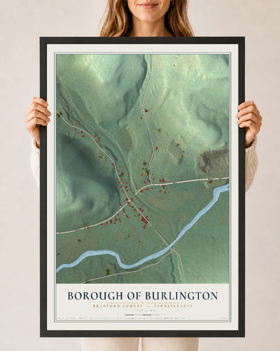 Map of the Borough of Burlington, Bradford County, Pennsylvania, 24 x 36 inch print in a black wood frame