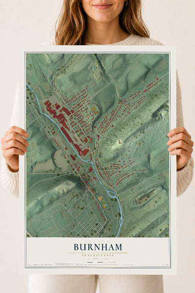 Map of Burnham, Pennsylvania, 18 x 24 inch unframed archival matte print