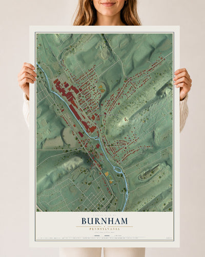 Map of Burnham, Pennsylvania, 24 x 36 inch unframed archival matte print