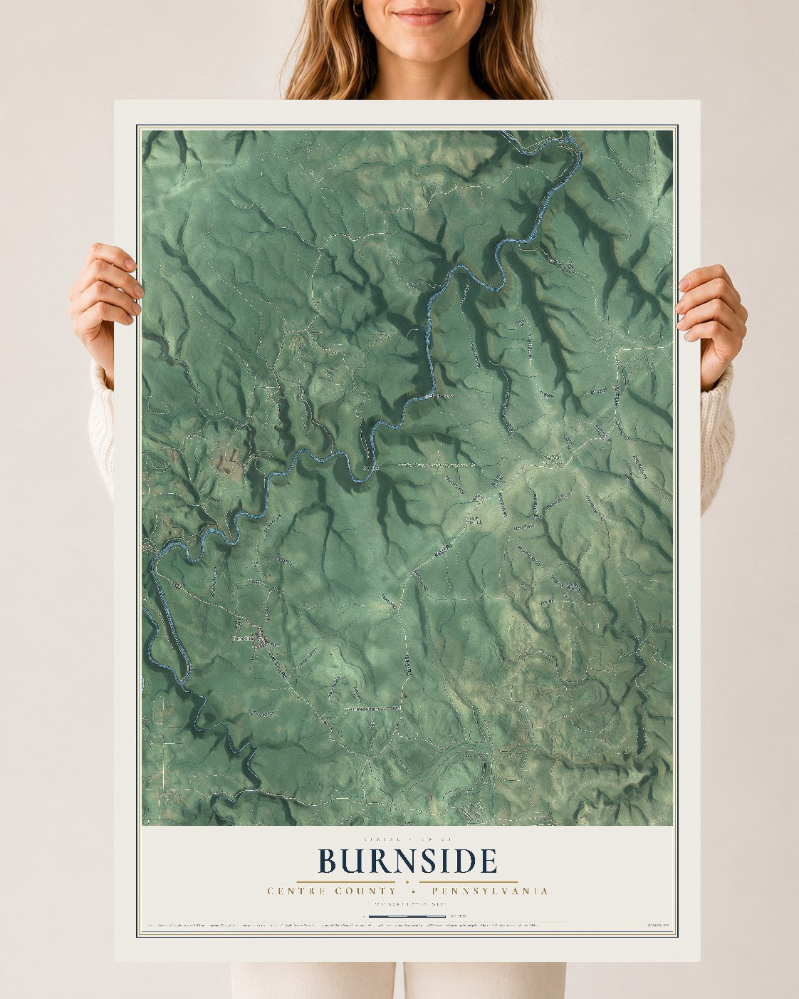 Map of Burnside, Centre County, Pennsylvania, 24 x 36 inch unframed archival matte print
