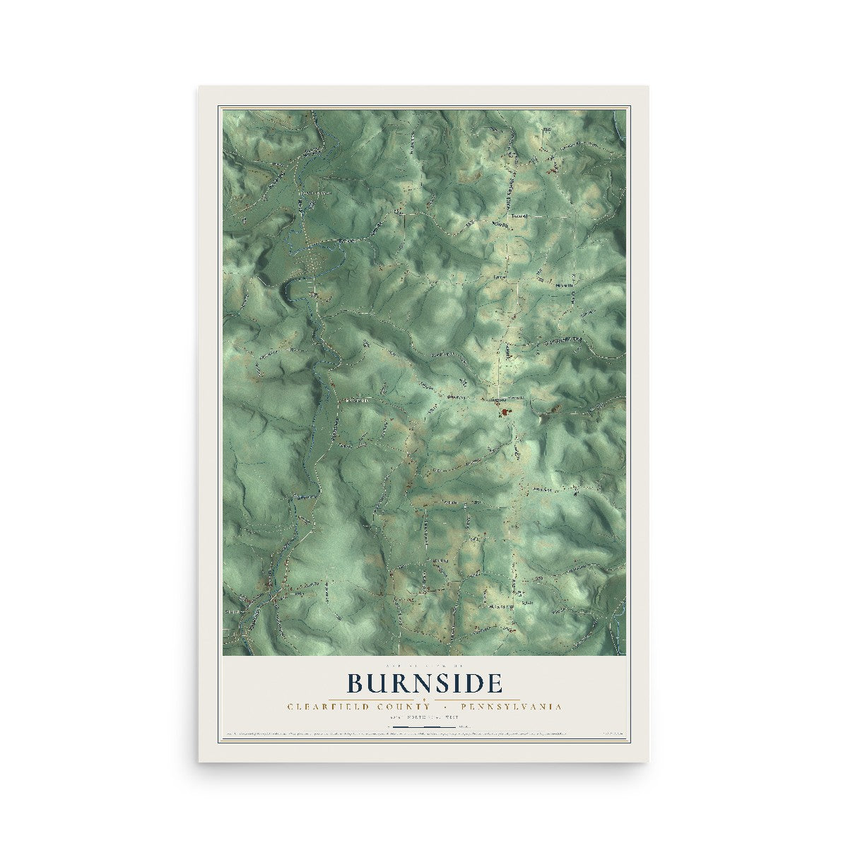 Map of Burnside, Clearfield County, Pennsylvania, 12 x 18 inch unframed archival matte print