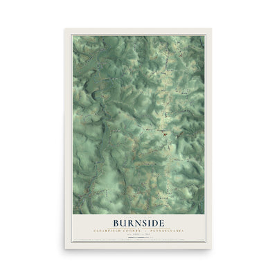 Map of Burnside, Clearfield County, Pennsylvania, 12 x 18 inch unframed archival matte print