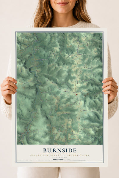 Map of Burnside, Clearfield County, Pennsylvania, 18 x 24 inch unframed archival matte print