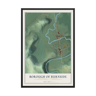 Map of the Borough of Burnside, Clearfield County, Pennsylvania, 12 x 18 inch print in a black wood frame