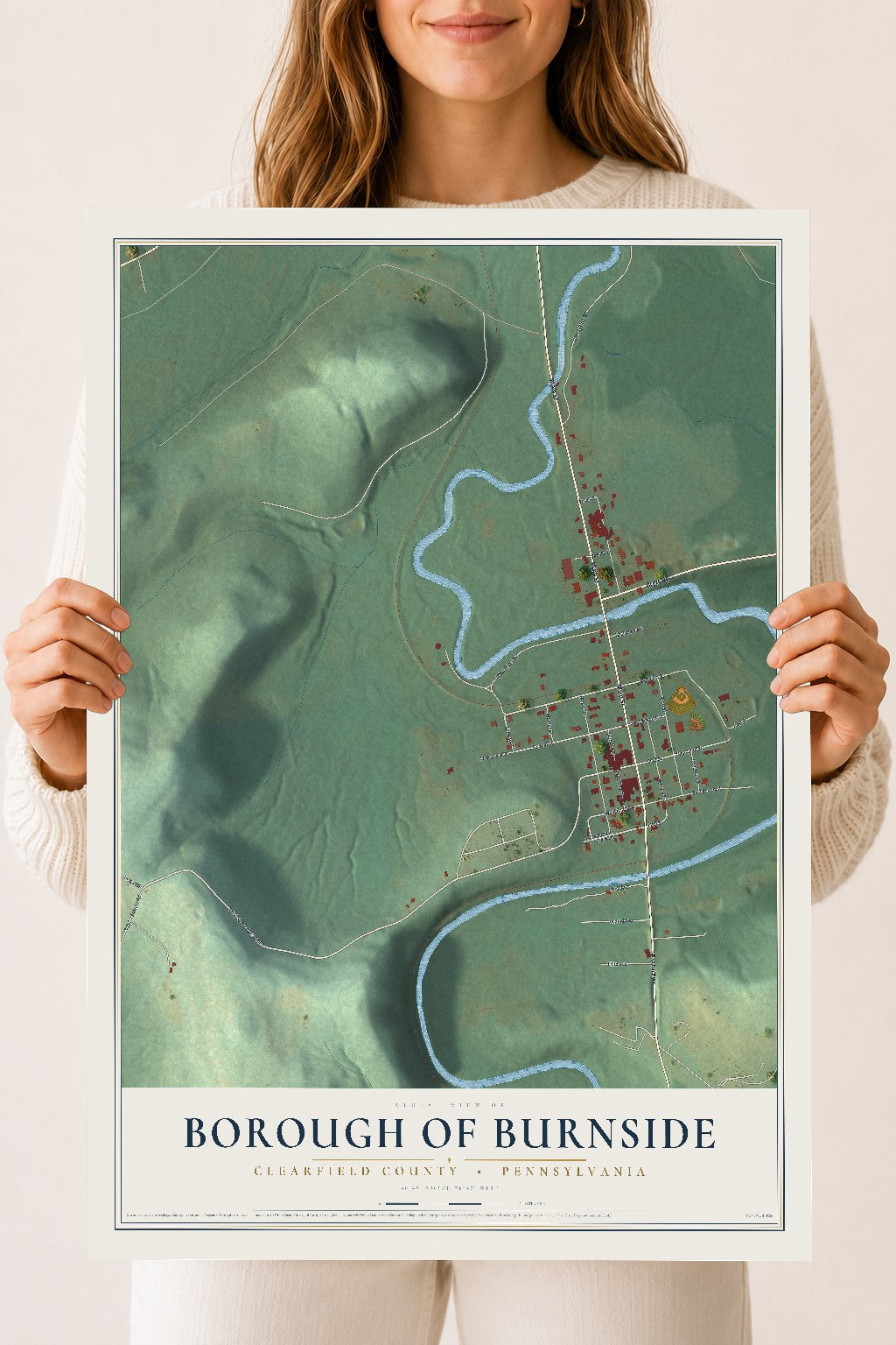 Map of the Borough of Burnside, Clearfield County, Pennsylvania, 18 x 24 inch unframed archival matte print