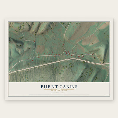 Burnt Cabins, Pennsylvania map print, the full design