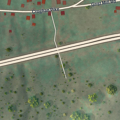 Close-up of the map of Burnt Cabins, Pennsylvania print showing street and building detail