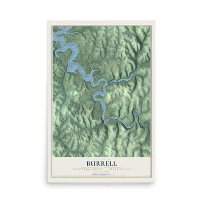 Map of Burrell, Armstrong County, Pennsylvania, 12 x 18 inch unframed archival matte print