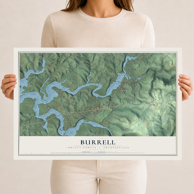 Map of Burrell, Indiana County, Pennsylvania, 12 x 18 inch unframed archival matte print