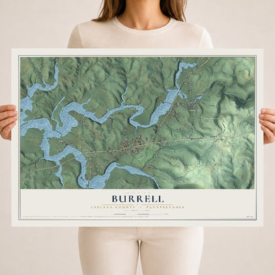 Map of Burrell, Indiana County, Pennsylvania, 18 x 24 inch unframed archival matte print