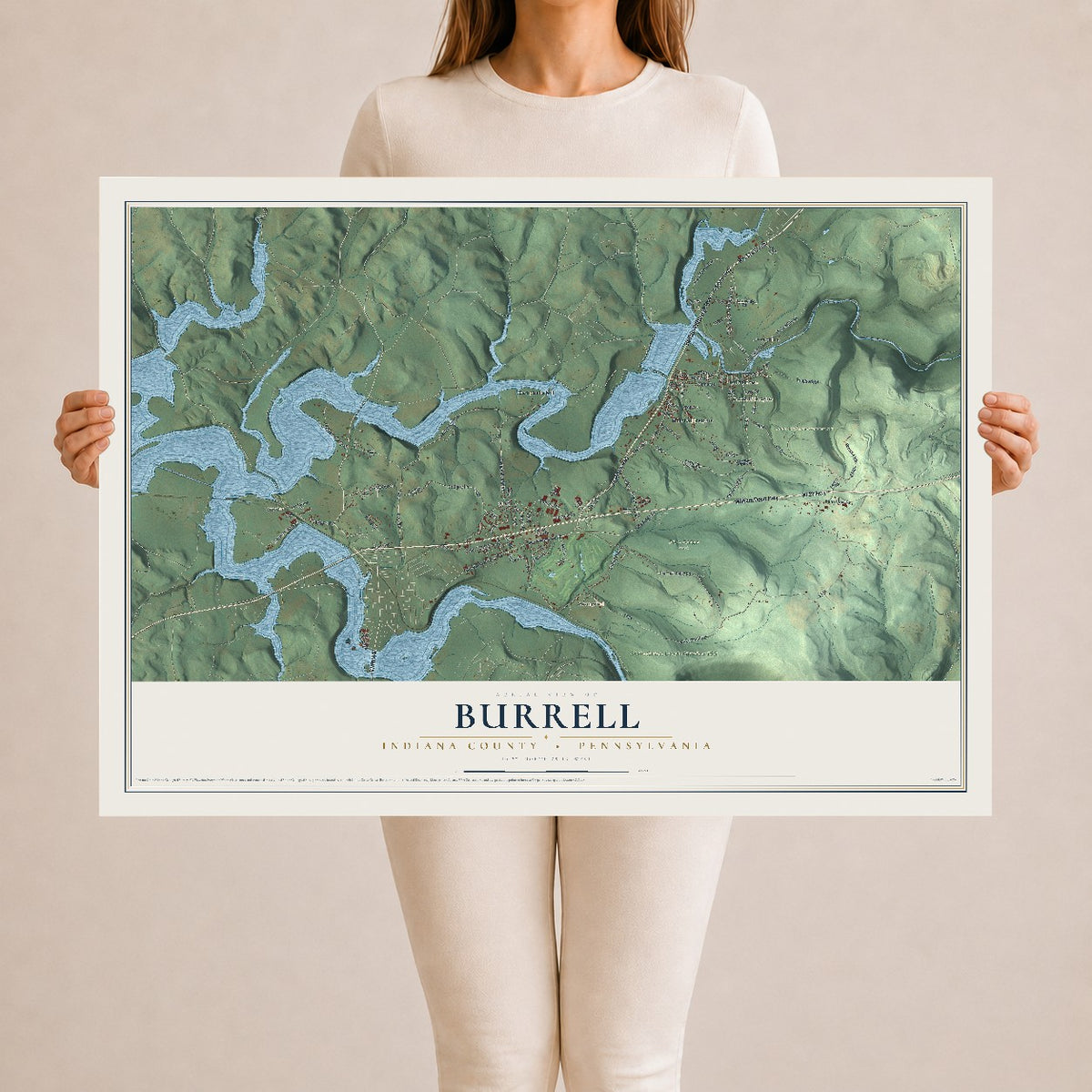 Map of Burrell, Indiana County, Pennsylvania, 24 x 36 inch unframed archival matte print