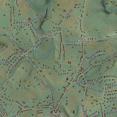 Close-up of the map of Bushkill, Pennsylvania print showing street and building detail