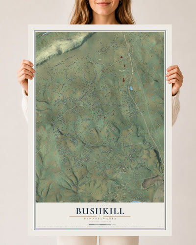 Map of Bushkill, Pennsylvania, 24 x 36 inch unframed archival matte print