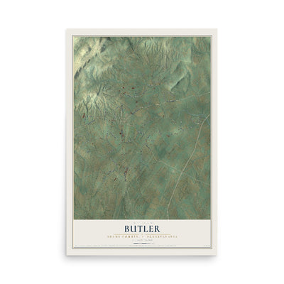 Map of Butler, Adams County, Pennsylvania, 12 x 18 inch unframed archival matte print