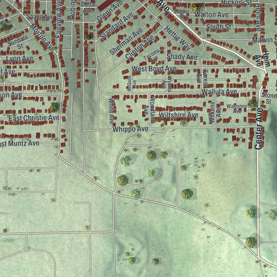 Second close-up of the map of the City of Butler, Butler County, Pennsylvania print showing more streets and buildings