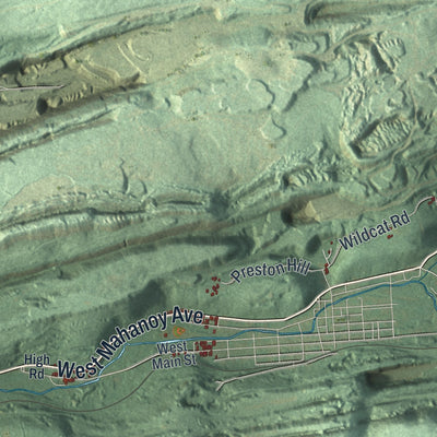 Close-up of the map of Butler, Schuylkill County, Pennsylvania print showing street and building detail