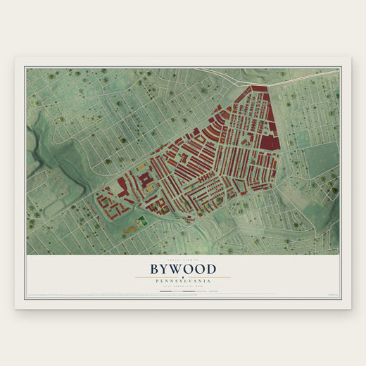 Bywood, Pennsylvania map print, the full design