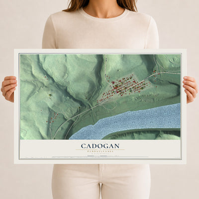 Map of Cadogan, Pennsylvania, 12 x 18 inch unframed archival matte print
