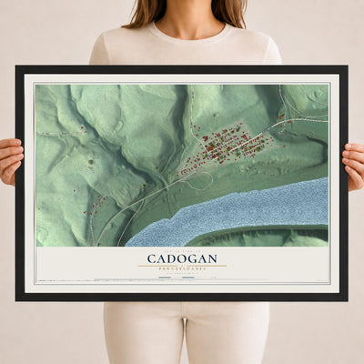 Map of Cadogan, Pennsylvania, 18 x 24 inch print in a black wood frame