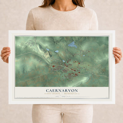 Map of Caernarvon, Berks County, Pennsylvania, 12 x 18 inch print in a white wood frame
