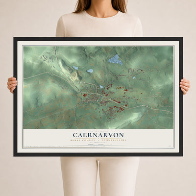 Map of Caernarvon, Berks County, Pennsylvania, 24 x 36 inch print in a black wood frame