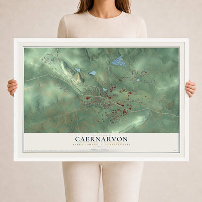 Map of Caernarvon, Berks County, Pennsylvania, 24 x 36 inch print in a white wood frame
