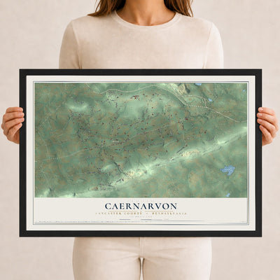 Map of Caernarvon, Lancaster County, Pennsylvania, 12 x 18 inch print in a black wood frame