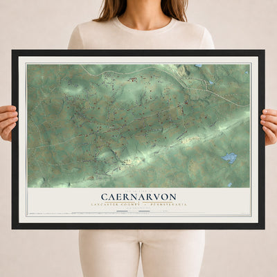 Map of Caernarvon, Lancaster County, Pennsylvania, 18 x 24 inch print in a black wood frame