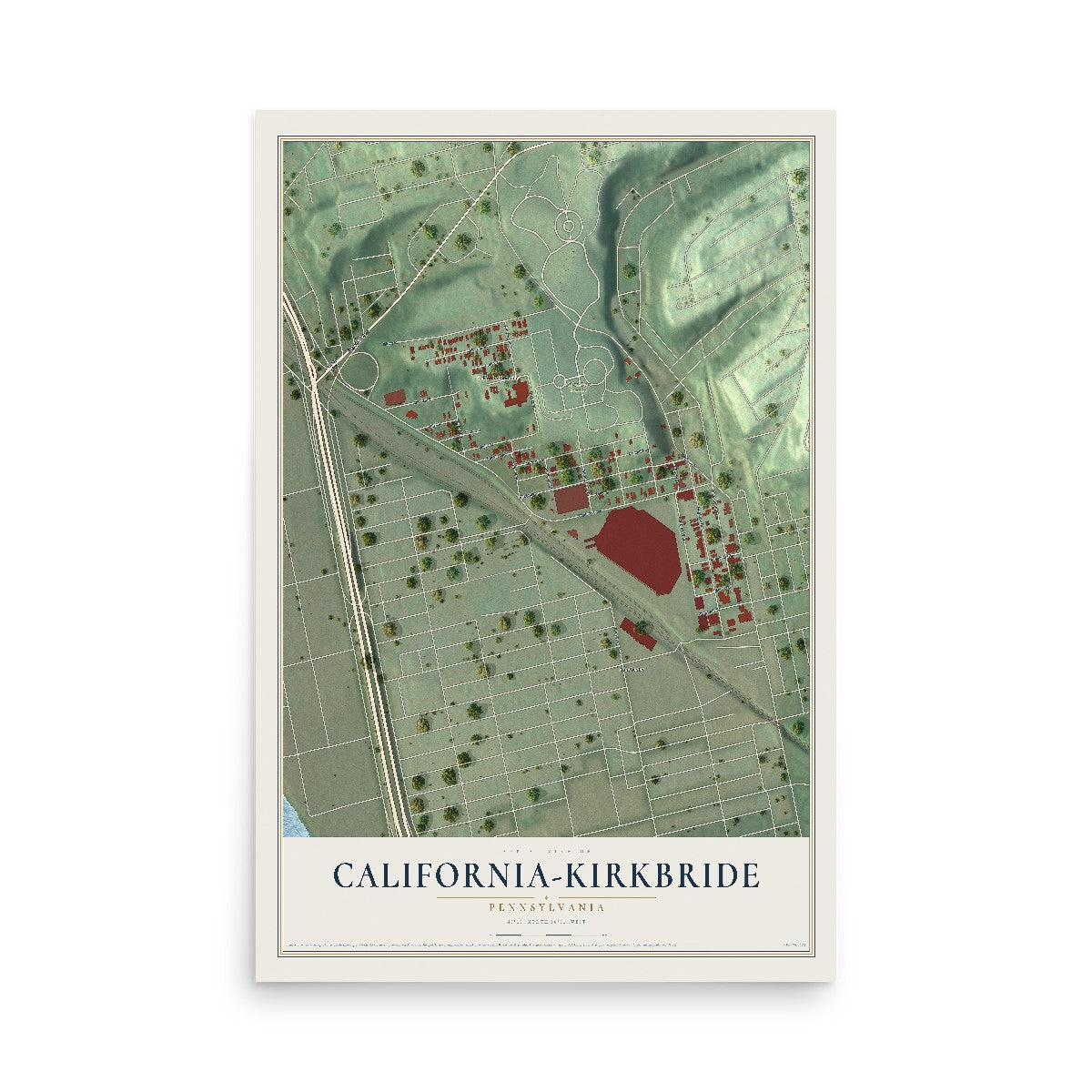 Map of California-Kirkbride, Pennsylvania, 12 x 18 inch unframed archival matte print
