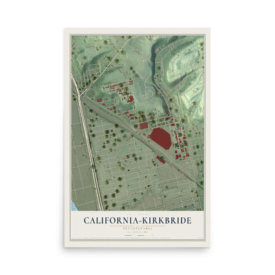 Map of California-Kirkbride, Pennsylvania, 12 x 18 inch unframed archival matte print