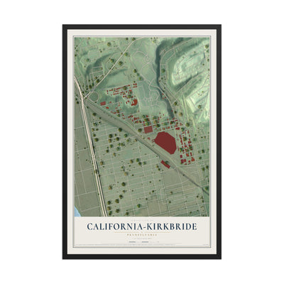 Map of California-Kirkbride, Pennsylvania, 12 x 18 inch print in a black wood frame